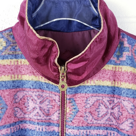 Vintage 80s Boho‎ Track Suit Swishy Purple Floral Geometric Pattern Medium - Picture 5 of 14